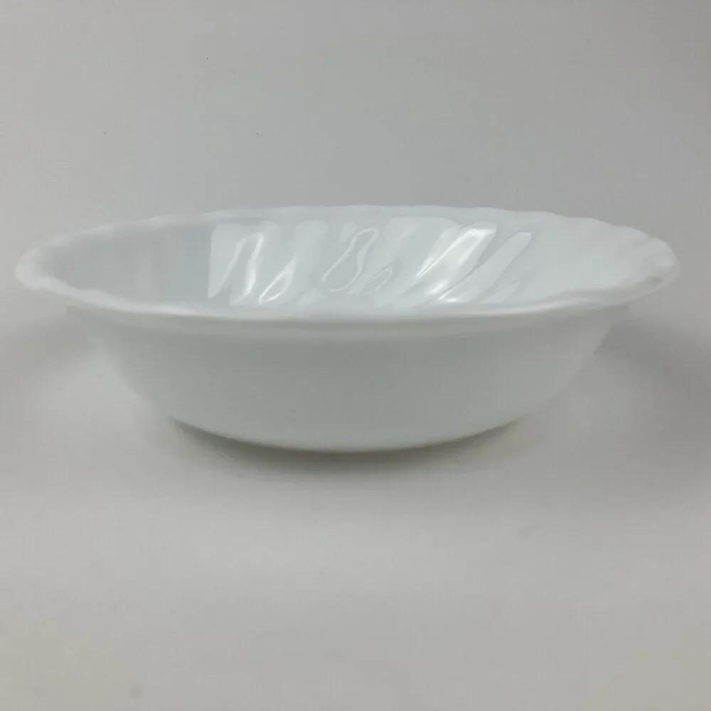 Corelle Corning Ware White Ceramic Swirl Dessert Bowls Set Of 4 VTG